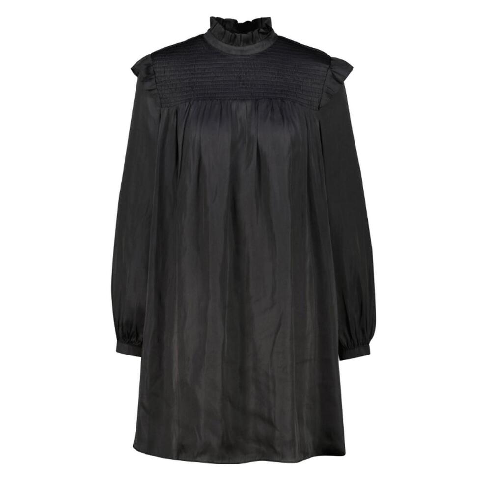 The Kooples Black Smocked High Neck Mini Dress Long Sleeve US Small NWT - Picture 2 of 9